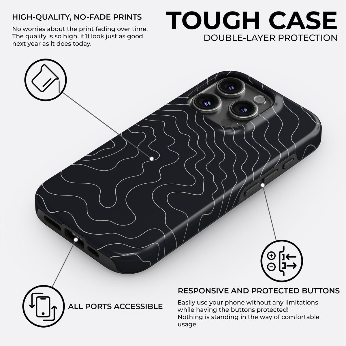 Midnight Contours - Phone Case • Tough