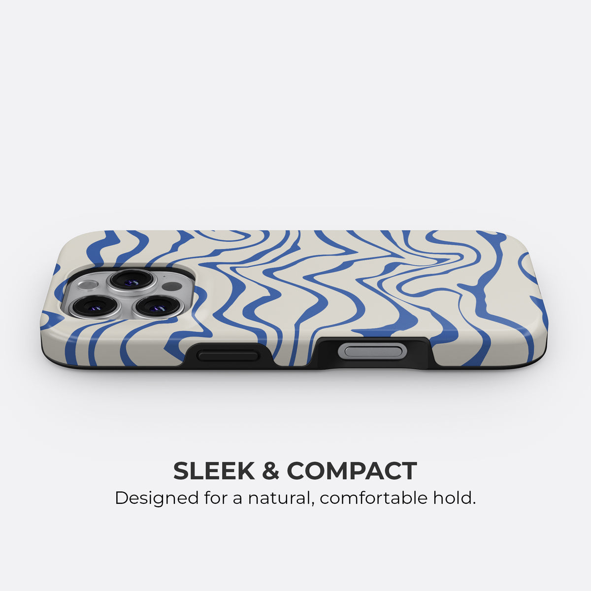 HaloCovers blue abstract waves iPhone MagSafe tough case sleek and compact design for a natural comfortable hold