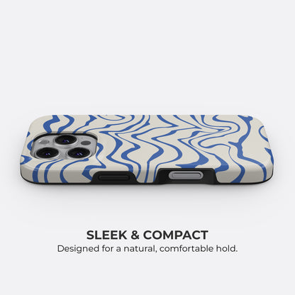 HaloCovers blue abstract waves iPhone MagSafe tough case sleek and compact design for a natural comfortable hold