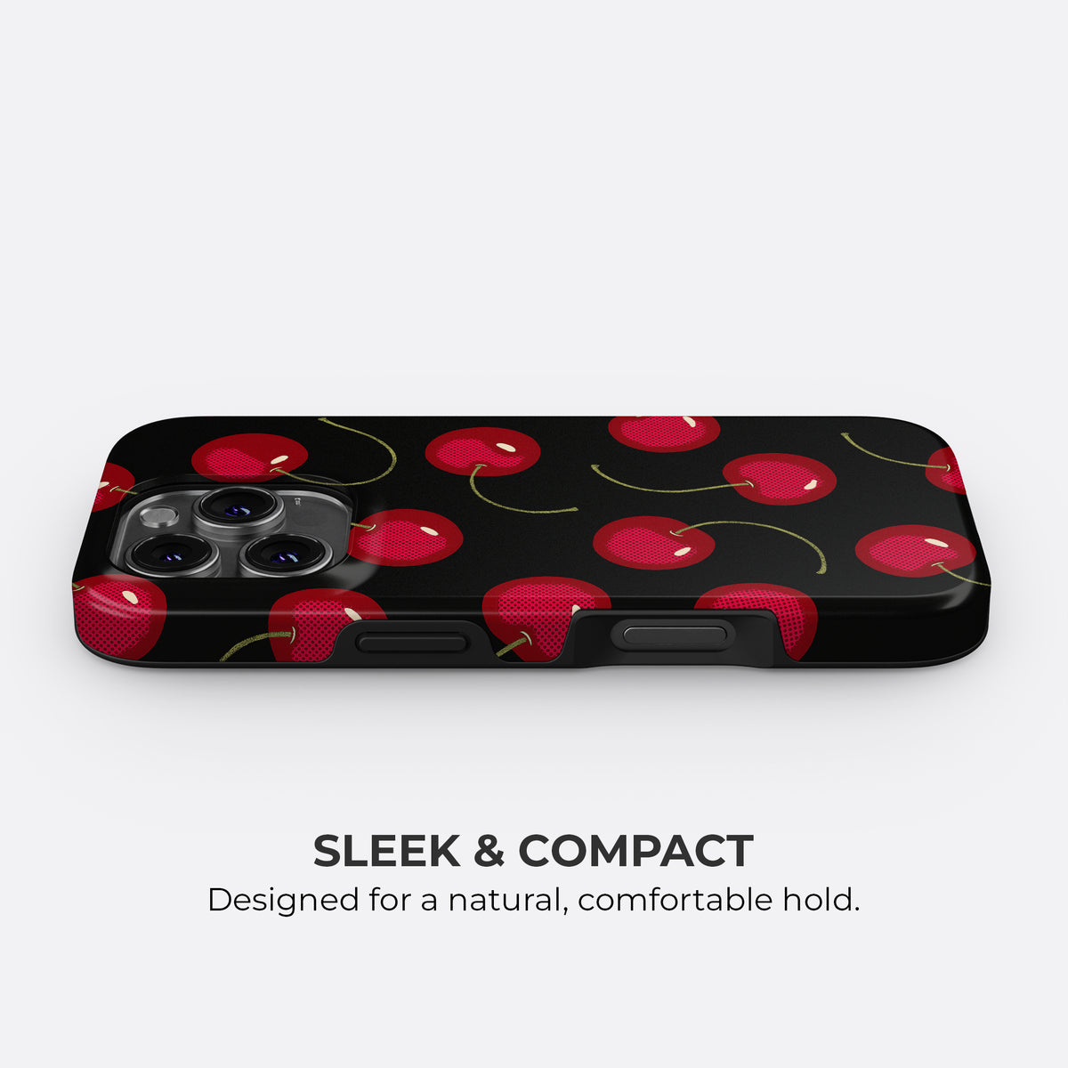 Cherry tough phone case with slim compact design for a natural and comfortable hold