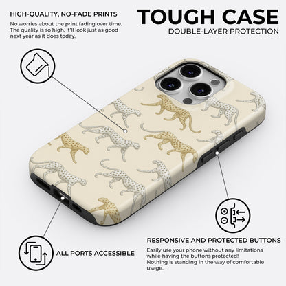 Leopard pattern tough phone case with double-layer protection, high-quality no-fade print, and responsive protected buttons by HaloCovers